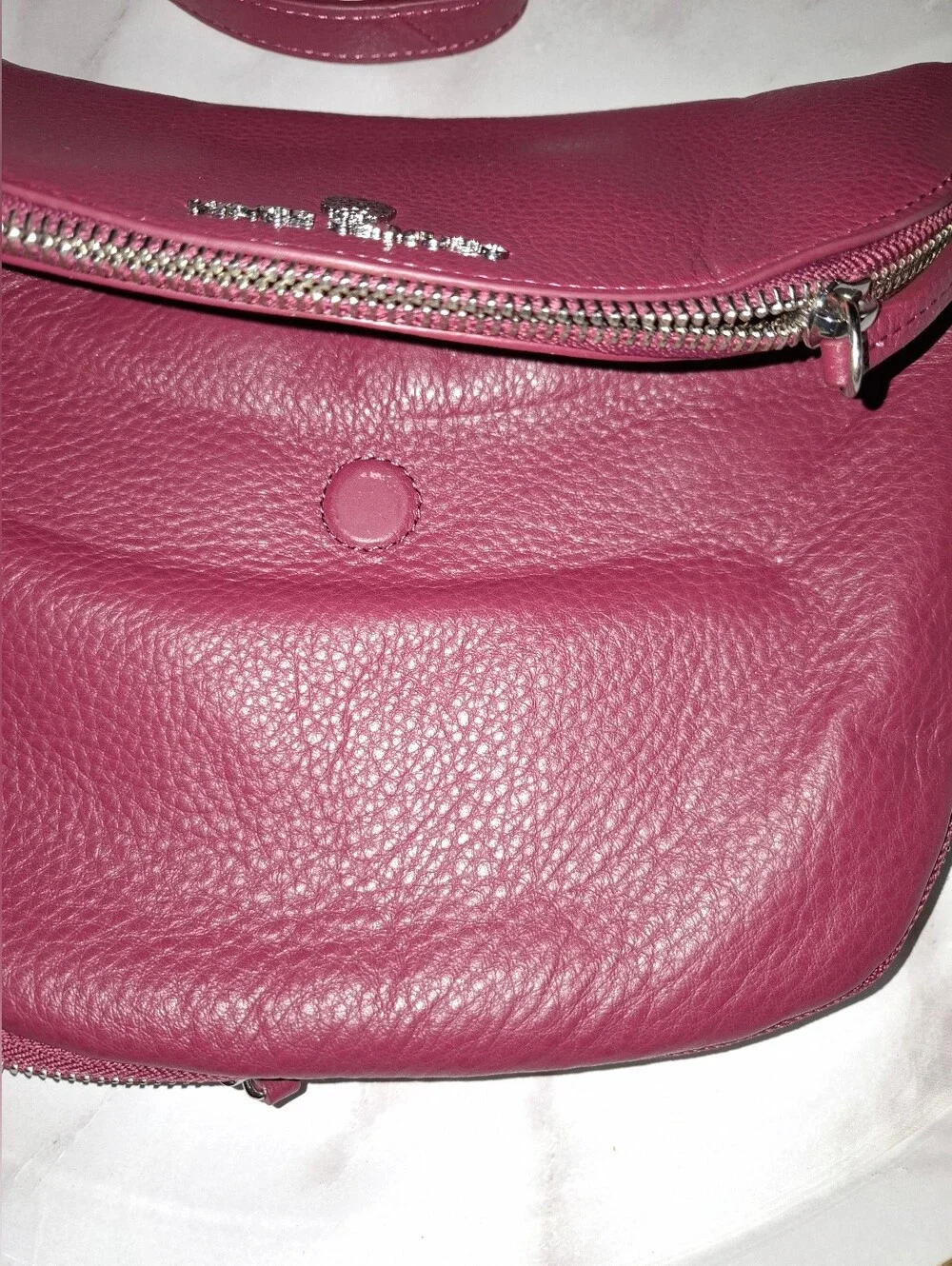 Vince Camuto Raspberry Pink Pebbled Leather Crossbody Bag